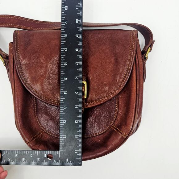 Vintage 80's David Dart Brown Pebbled Leather Crossbody Bag Purse Minimallist - Picture 10 of 16